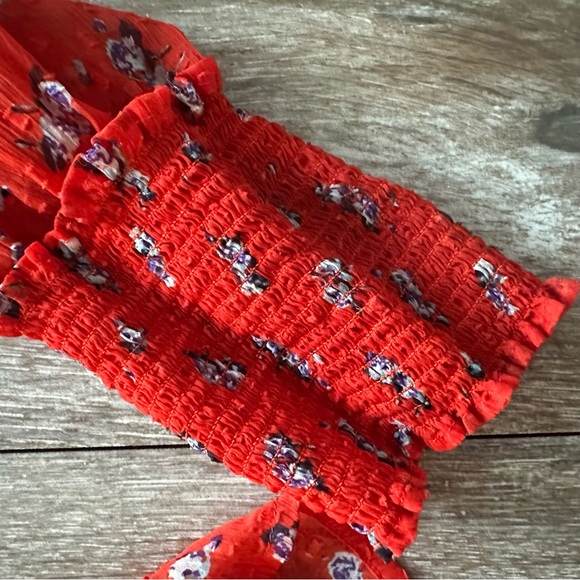 Free People Red Floral Blouse - Picture 4 of 10